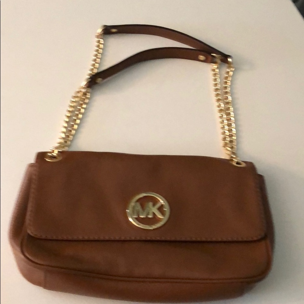 EUC Michael Kors brown purse bag with gold